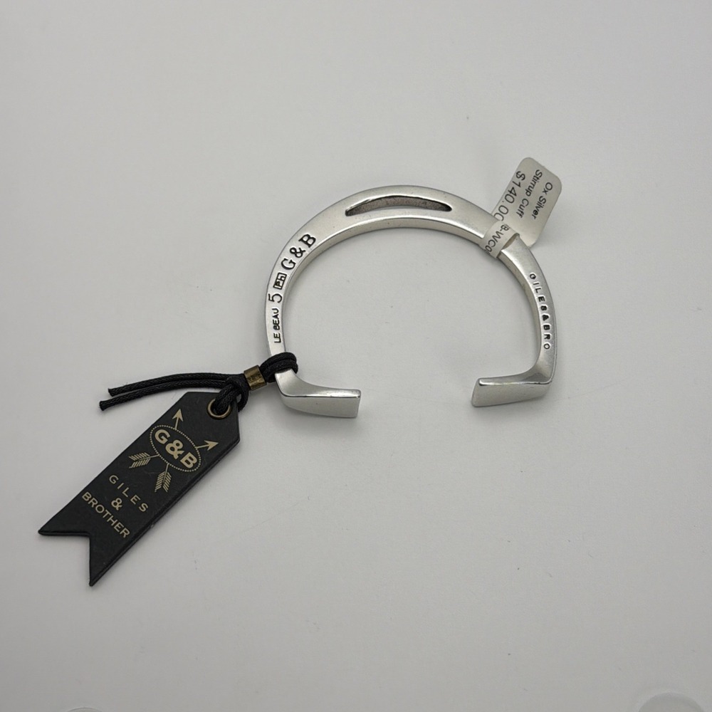 Giles & Brother Le Beau 5 Silver Tone Ox Silver Stirrup Cuff Bracelet MSRP $140